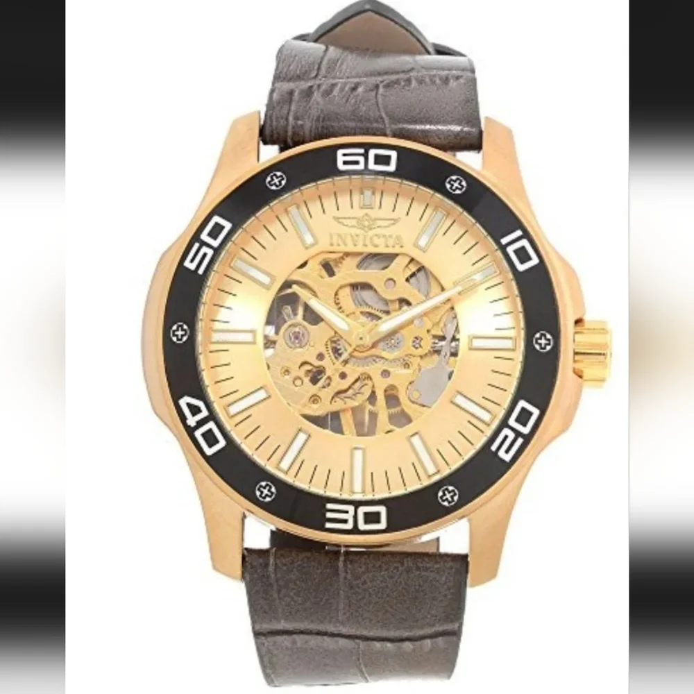 Invicta Gold and Black Watch with Brown Strap Brand New